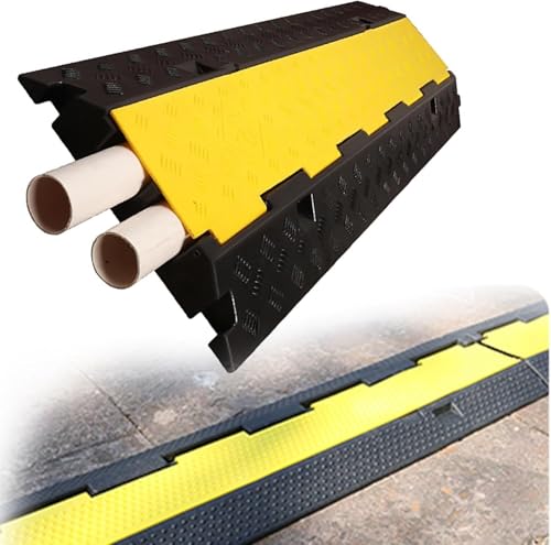 Protection de câble 2 canaux avec couvercle en caoutchouc jaune résistant