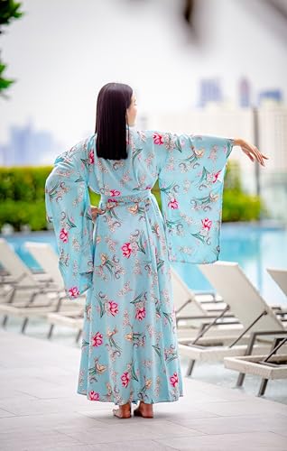 Image of Na'Rak Women's Kimono Robe, Full-Wrap Yukata Style Long Soft Loungewear Luxury Dressing Gown