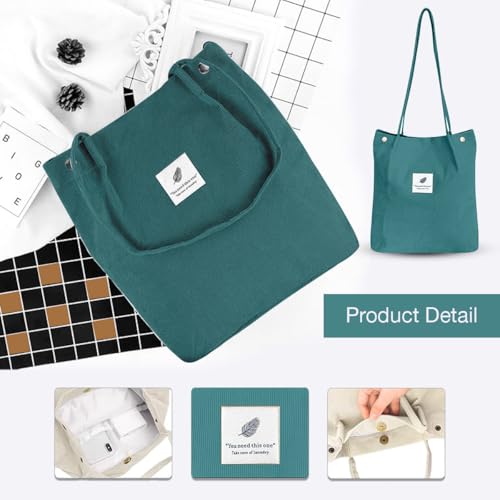 Image of Lyrovo Women Corduroy Shoulder Tote Bag for Work Beach Travel and Shopping Grocery