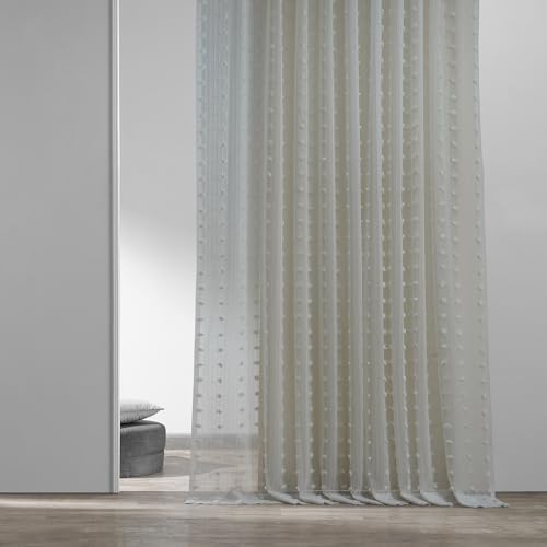 HPD Half Price Drapes SHCH-119-120 Patterned Faux Linen Sheer Curtain (1 Panel), 50 X 120, Strasbourg Dot - Image 4