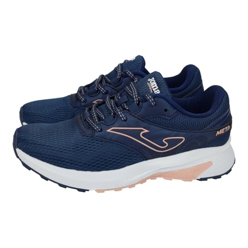 Joma RMETLS2503 Meta Chaussures de sport pour femme Bleu marine avec détails roses, respirantes et confortables, bleu marine, 39 EU