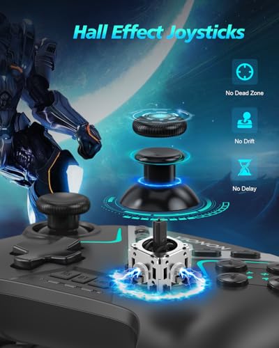 Image of YIONON Wireless PC Controller with Hall Effect Joysticks and Triggers | Bluetooth Controller for Windows PC /Switch /Android /Mobile /TV /iOS /MAC with Loop Macro, Vibration, Turbo, Motion Control