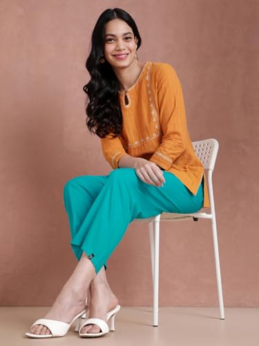 Image of TWIN BIRDS Women Viscose Kurti Pants | Straight Fit Ethnic Daily Trousers