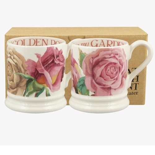 Emma Bridgewater Set of 2 Mugs Large Mug 1/2 Pint Stoneware Ceramic Coffee Cup Stoneware Mug Cappuccino Latte Coffee - Beautiful Mugs Birthday Gift - Coffee Mug Roses