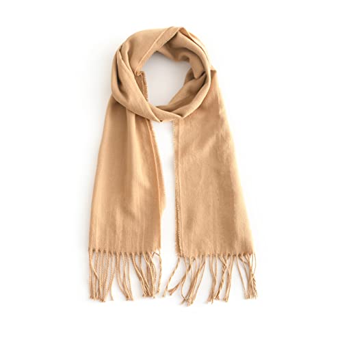vimate Camel Scarf for Women, Women'S Cashmere Feel Wrap Fringe Scarf for Neck Wram (US-Camel)2