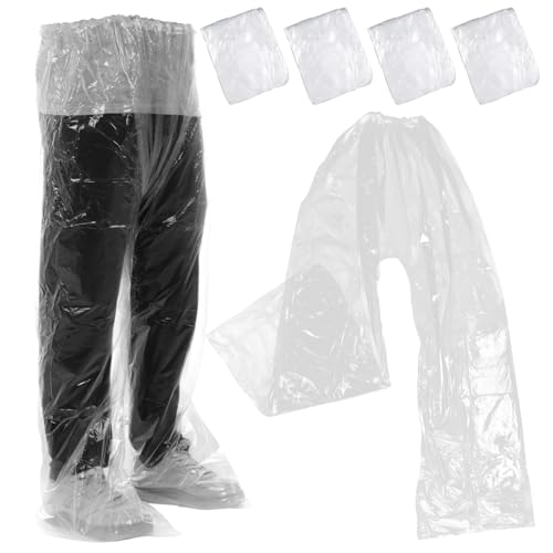 YQQYG 4 Pcs Disposable Rain Pants for Men & Women, Waterproof Long Plastic Pants Women Rain Pant...