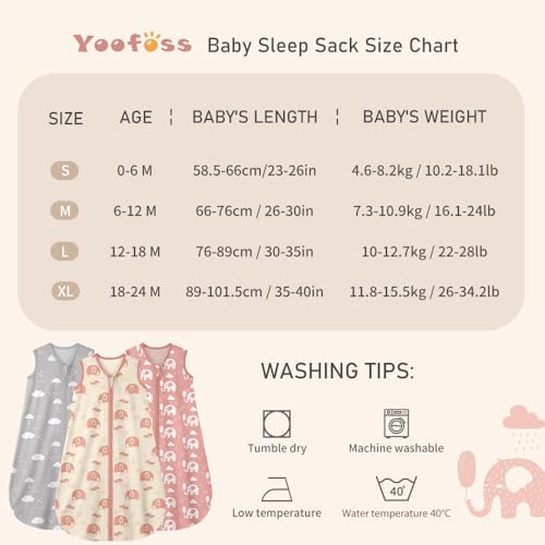 Image of Yoofoss Baby Sleep Sack 18-24 Months Wearable Blanket for Babies 100% Organic Cotton 2-Way Zipper TOG 0.5 Toddler Sleeping Sack 3 Pack, Comfy Lightweight Sleep Sacks