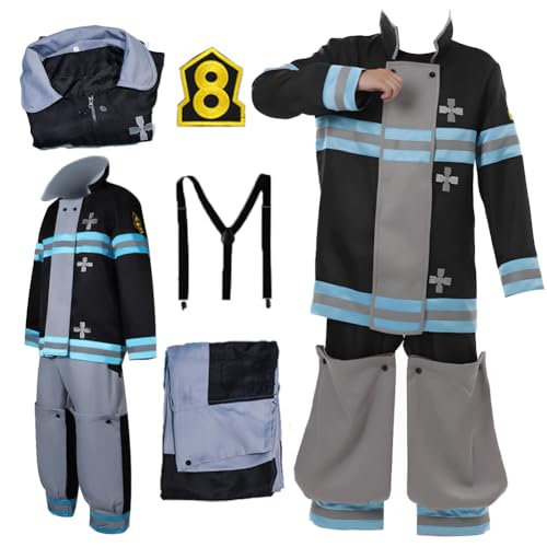 WUNGY Anime Cosplay Costume Outfit Uniform Jacket T-Shirt Full Set(Fire(Force) M)