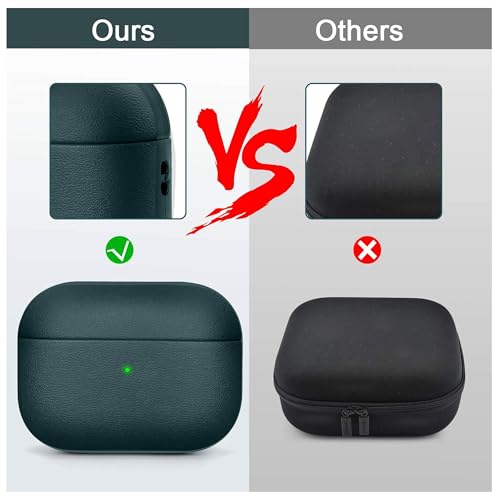 Image of YODI Case Cover for Airpods Pro|Pro 2|Airpods Pro 3|Airpods 4 Pouch, Silicone Cases with Cleaner Kit 360 Drop Protection,Shock-Resistant ((Leather-Green), Airpods Pro 3 (2025))