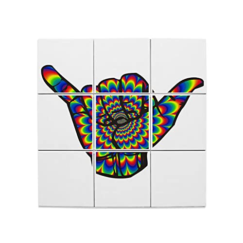 Carreaux Céramique Décoratif 20x20 Shaka Illusion d'Optique Psychedelique Lot de 9
