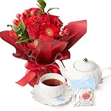 bloomee(ブルーミー) そのまま飾れるブーケ Sサイズ 敬老の日 レッド ウェッジウッド ティーバッグ 4袋 花束 スタンドブーケ 花 バラ ひまわり 水いらず クリスマス プレゼント お祝い プチギフト 誕生日 フラワー 生花 女性 フラワーギフト