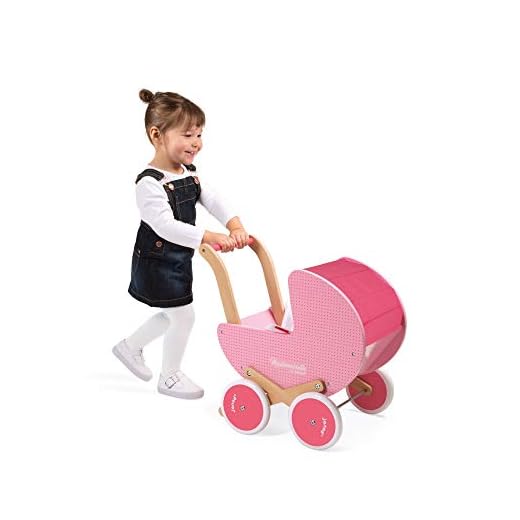 Janod J05899 dockvagn av trä rosa, Mademoiselle'