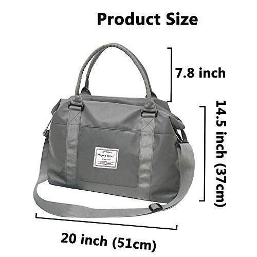 AUSTARK Sports Duffel Bag, Travel Weekender Gym Tote Bag, Large Nylon Overnight Shoulder Bag with Trolley Sleeve and Wet Pocket for Women Men (Grey)