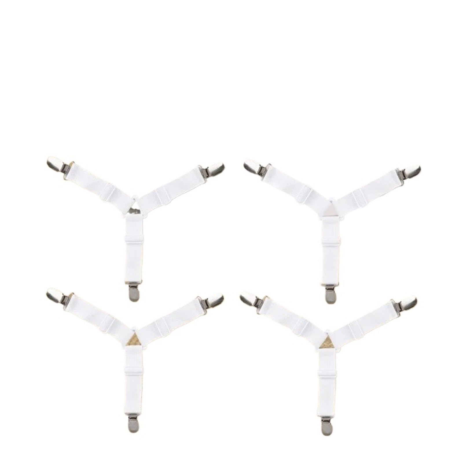 PFMSAAF bed sheet clips 4pcs/set Adjustable Bed Sheet Fasteners Strap Elastic Mattress Cover Corner Holder Clip Grippers Suspender Cord Hook Loop Clasps for bed(White,8pcs)