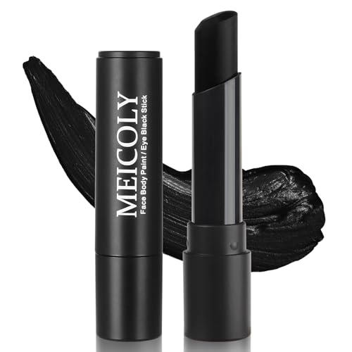 MEICOLY Clown Black Face Body Paint Stick,Pro Black Face Paint for Cat Halloween SFX Skull Joker Zombie Vampire Skeleton Clown Makeup,Safe Eye Black Stick Sporting Face Paint for Adults and Kids