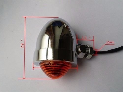 Feu Arrière Moto Vintage Chrome - Style Café Racer, Bobber - Lentille Rouge - 12V - Pour Customisation Moto, Cruiser - 4