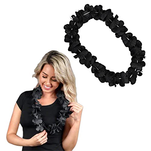 Black Satin Hawaiian Flower Lei Necklace2