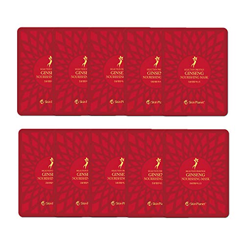 Pack of 10, The Elixir Korean Beauty Skin Planet Prestige Ginseng Facial Sheet for Nourishing, PARABEN FREE