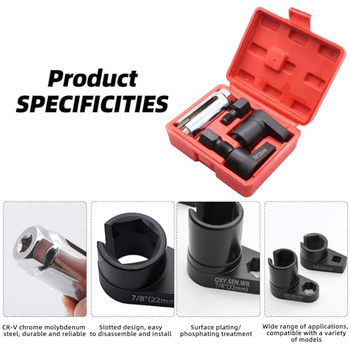 RUNYU 5 Stück Lambdasonden Schlüssel Set, Lambdasonde Werkzeug Lambdasonden Nuss Gewindereparatur Satz für Autoreparatur