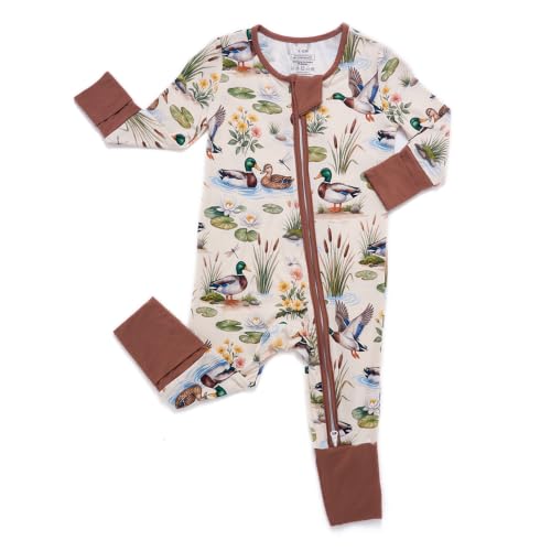Tulivie Ultra-Soft Bamboo Viscose Footie Jumpsuit for Baby Boys & Girls (Mallard Duck,9-12M) - image 1