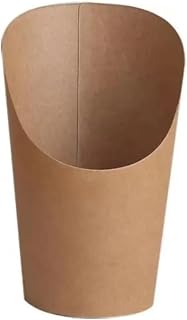 French Fry Holder 50pcs Popcorn Boxes Disposable Kraft Paper Slant Cup Water Proof Thickened French Fries Oil-proof Snack Cups Sundae(Coffee,12 OZ)