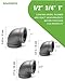 SNGSPK Black Cast Iron 90 Degree Elbow, Female Pipe Fitting, 1/2 Inch Size, for Industrial DIY Furniture & Shelving (4 Pack)