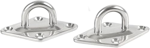 Miniatura 3 de HOUSON 6 piezas M5 placa de ojo de acero inoxidable, almohadilla de alta resistencia, gancho de grapas de pared para techo de hamaca (placa de ojo)