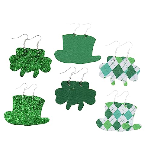 Boucles d'oreilles Saint-Patrick en cuir lot de 6 paires de trèfles à quatre feuilles