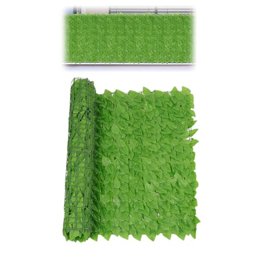 Rollos de cribado de hiedra artificial - valla de hojas artificiales, privacidad de jardín, rejilla decorativa al aire libre para patio trasero, balcón, cubierta de pared, divisor verde para el hogar