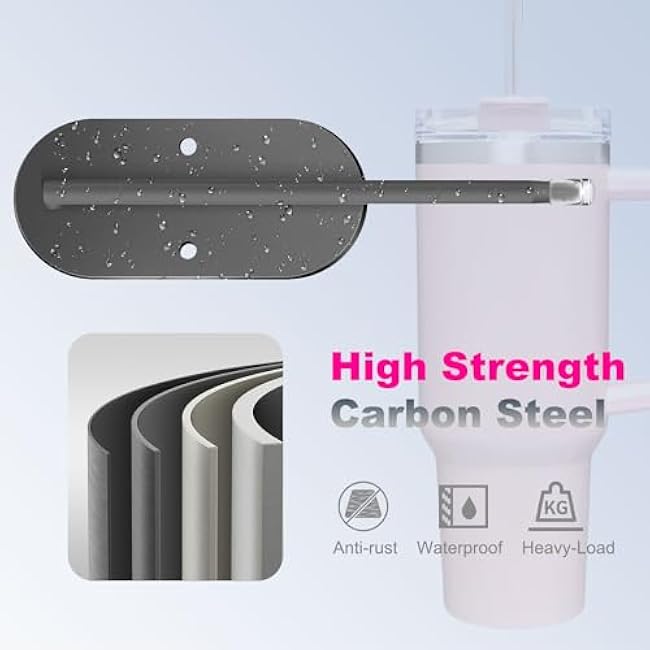 2 Pack Tumbler Lid Organizer, Space Saving Lid Organizer for Yeti/Stanley/Owala/Simple Modern Cup Lids Hook, Self-Adhesive/Drilling Lid Hook for Kitchen Cabinet Organizers and Storage