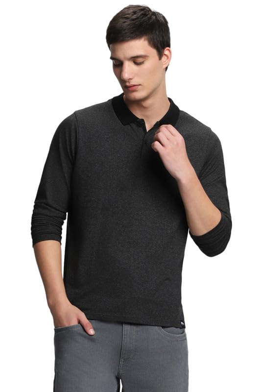 Image of Dennis Lingo Men's Cotton Polo Neck Tshirt, Regular Fit Long Sleeve