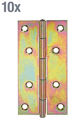 Narrow Hinge 100 x 49 mm / 10 STK. Oberflaeche: galvanisch Gelb verzinkt, Steel - Image 2