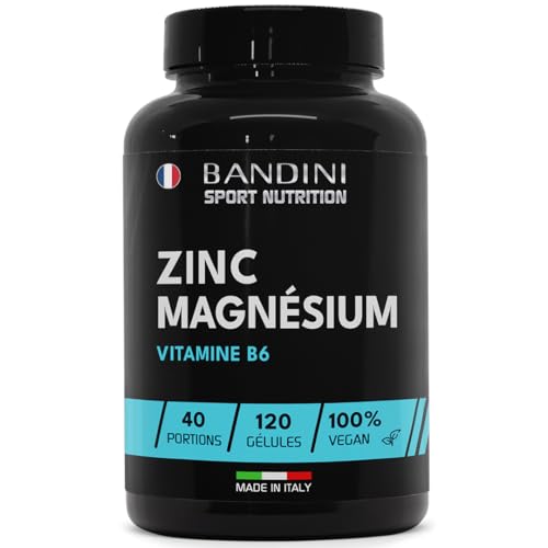 Bandini® Zinc Magnesium ULTRA | Complexe Zinc + Magnésium + Vitamine B6 | Complément avec Dosage Optimal | Facilite la prise de Masse et la Récupération Musculaire (120 unités (paquet de 1))