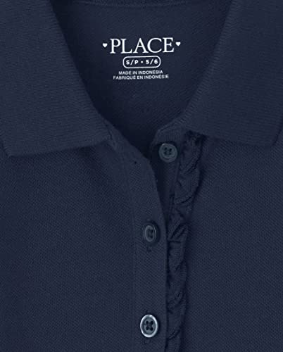 Image of The Children's Place Girls' Uniform Long Sleeve Ruffle Pique Polo