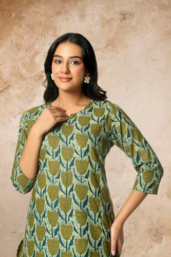 Image of Women's Pure Cotton Printed Night Suit,Top and Relaxed Pajama Set, Stylish Sleepwear