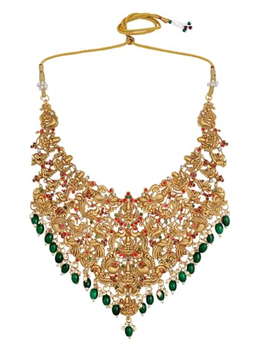 Image of Shining Diva Fashion Stylish Fancy Pearl Choker Traditional Jewellery Set for Women | Temple Necklace Set | Festive Wedding Party Necklace | 22k Gold Plated | Just Like Original Gold Jewellery
