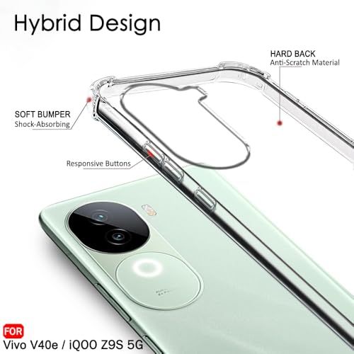 Image of TheGiftKart Crystal Clear Back Cover Case for Vivo V40e / iQOO Z9s 5G | Shock Proof 360 Protection | Hard Clear Back Cover Case for Vivo V40e / iQOO Z9s 5G (PC & TPU, Transparent Bumper)