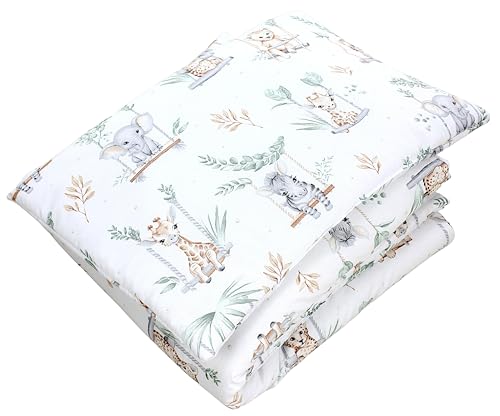 TupTam Kinder Gemusterte Bettdecken Set Ganzjahresdecke Bettdecke Kopfkissen Flachkissen 2tlg., Farbe: Safari auf der Schaukel, Größe: 135x100 cm