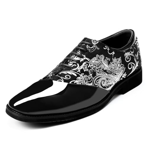 YFFUSHI Zapatos Hombre de Piel PU de Jacquard con Cordones Derbys de Vestir para Negocios Plantilla Ancha Brogues Elegantes, Plateado, 42 EU YFFUSHI Zapatos Hombre de Piel PU de Jacquard con Cordones Derbys de Vestir para Negocios Plantilla Ancha Brogues Elegantes, Plateado, 42 EU