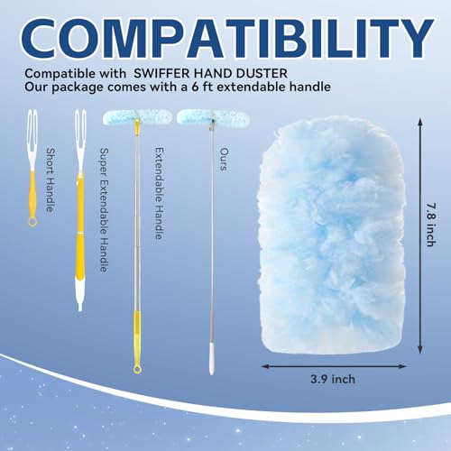 Image of 6 ft Duster Extended Handle with 20 Pcs Duster Refill for Swiffer, Duster with Extension Pole, Heavy Duty Duster Refills Kit for Ceiling Fan Blades, Cleaning, Furniture, Blind, Hard-to-Reach Areas