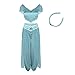 Produktbild FeMereina Frauen Jasmin Prinzessin Cosplay Kostüme Bauchtanz Dress Up Anime Lampe Kostüme Party Abenteuer Outfit Dunkelblau (XXL, Hellblau)