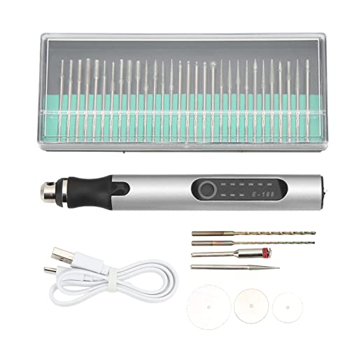 Respicefinem Engraving Pen Portable Charging Drilling Cutting Grinding Lettering Metal Etching Pen Tool Silver (Silver)