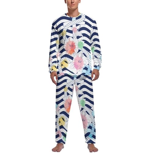 Pyjama homme long Fleurs À La Voile vêtements de nuit aux finitions soignées