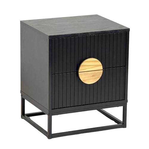 Catálogo de Buro Chocolate , listamos los 10 mejores. 47 ALTALIA DECO HOME Buró para Recamara Minimalista - Buro de Madera con 2 Cajones amplios - Beige y Negro - Buró de Noche Moderno - Buros Mesa Auxiliar con Almacenamiento (Negro)