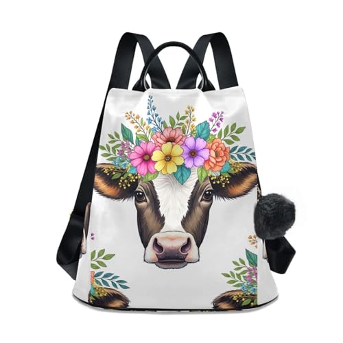 Sac à dos femme motif vache blanc parfait pour voyage et randonnée
