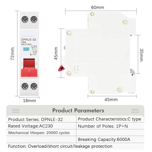 Disyuntor diferencial 1P+N de 6A con poder de corte de 6 KA para cuadros residenciales 2