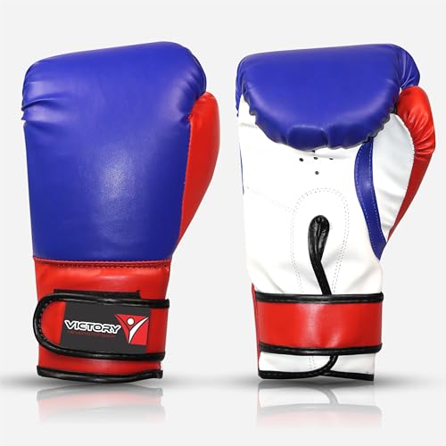Image of VICTORY Boxing Gloves for Men & Women with Moulded Foam Padding Punching Bag Gloves for Boxing, Training, Kickboxing, Muay Thai, MMA, Durable Pu Material Twin Punching Gloves (Red /Blue, 10-12 Oz)