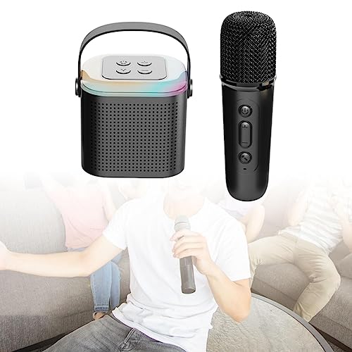 Fancyes Conjunto de karaokê sem fio, alto-falante Bluetooth portátil com microfone sem fio, microfon