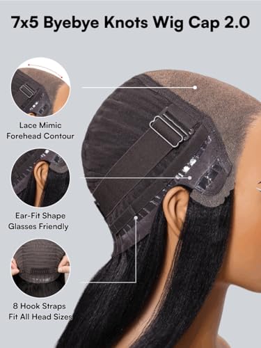 Image of Beauty Forever Bye Bye Knots Glueless Wigs Black with Caramel Blonde Highlights Body Wave Human Hair Wig 7x5 HD Lace Pre Plucked Pre Cut Drawstring Wig for Beginner Ready to Wear 150% Density 16inch