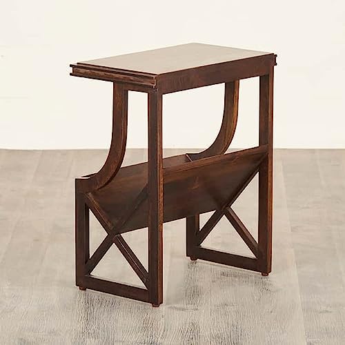 Image of LATIVA END Table for Living Room and Bedroom | Premium Design Rectangular Side Table for Home & Kitchen| Brown Finish, Mango Wood | Ideal for Home Decor